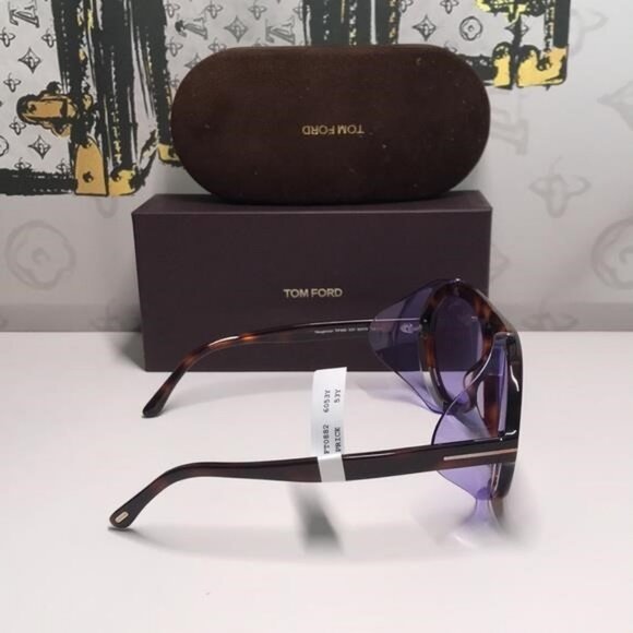 New Authentic Tortoiseshell Sunglasses with Purple Lenses TF882 53y","descriptio - Picture 11 of 13